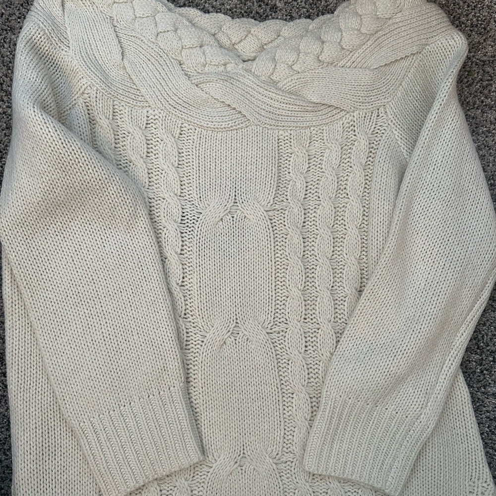 Elegant Cream Cable Knit Sweater